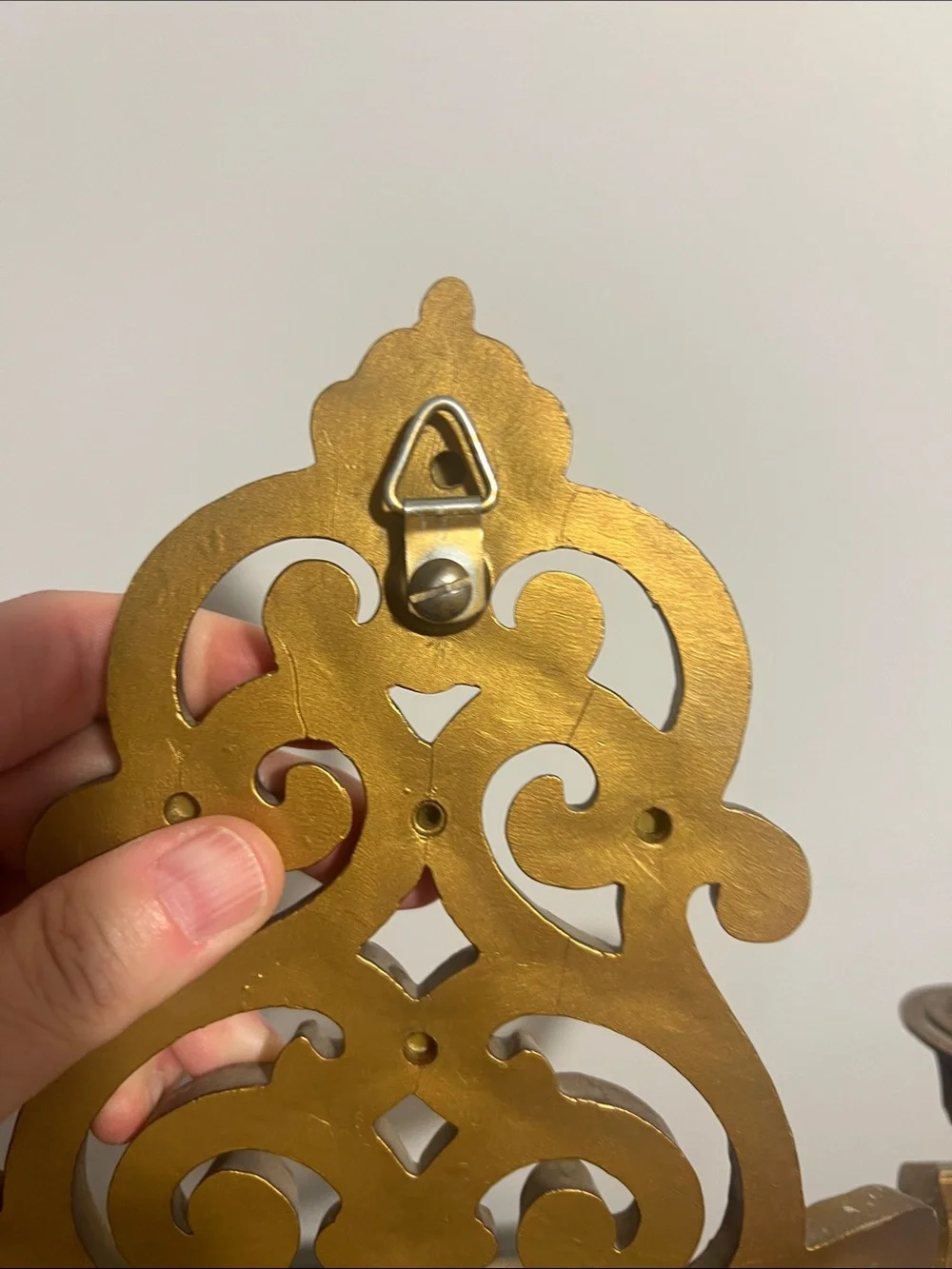 Vintage Mid-Century Dart Hard Plastic Ornate Gold Wall Candle Sconce